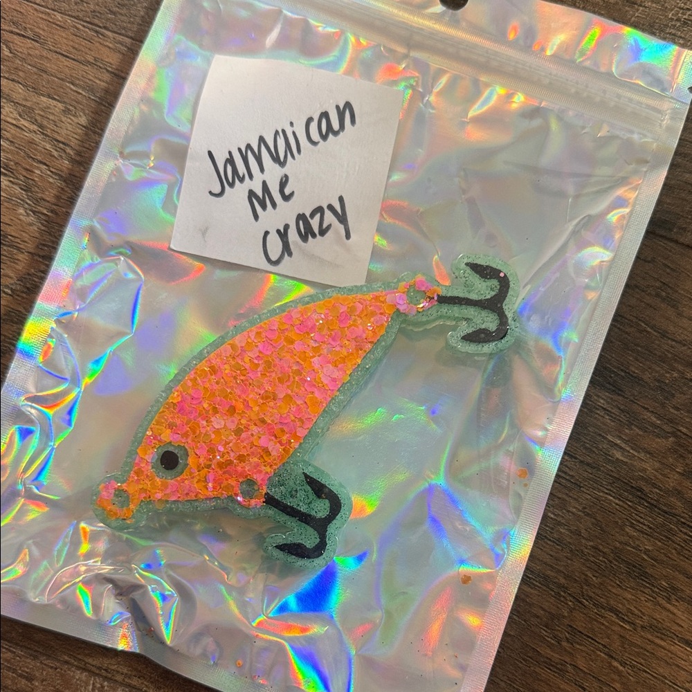 Vibrant Pink and Orange Fishing Lure Car Freshie